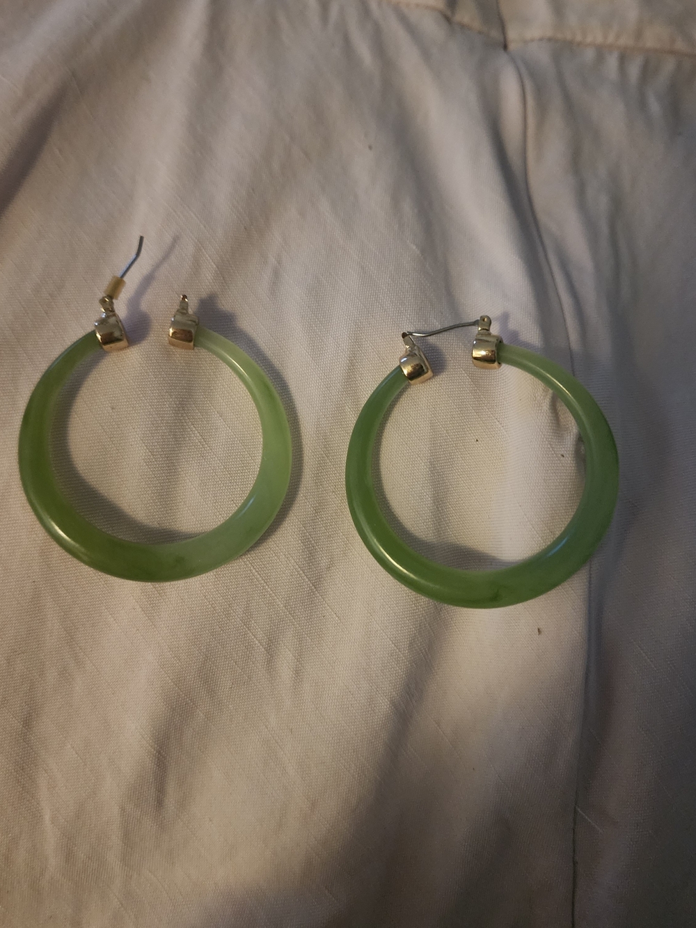 Green Hoop Earrings - Lightweight Resin Hoops